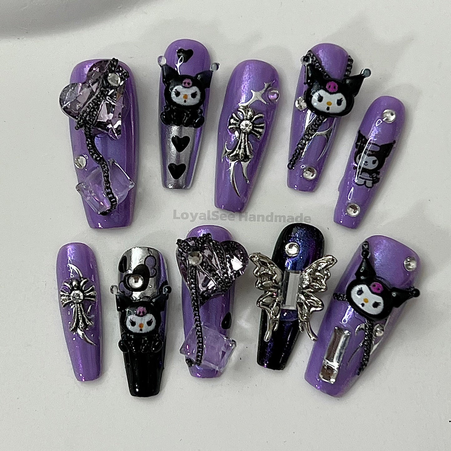 H65 Purple Love Handmade Nail