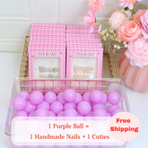 【Purple Mystery Ball】1 Ball= 1 Handmade Nails& 1 Cuties Items