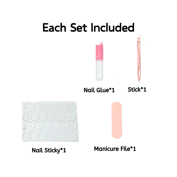 【PINK Mystery Ball】Nails & Jewelry Ball-1 Nail Set With 24pcs Press On Nails