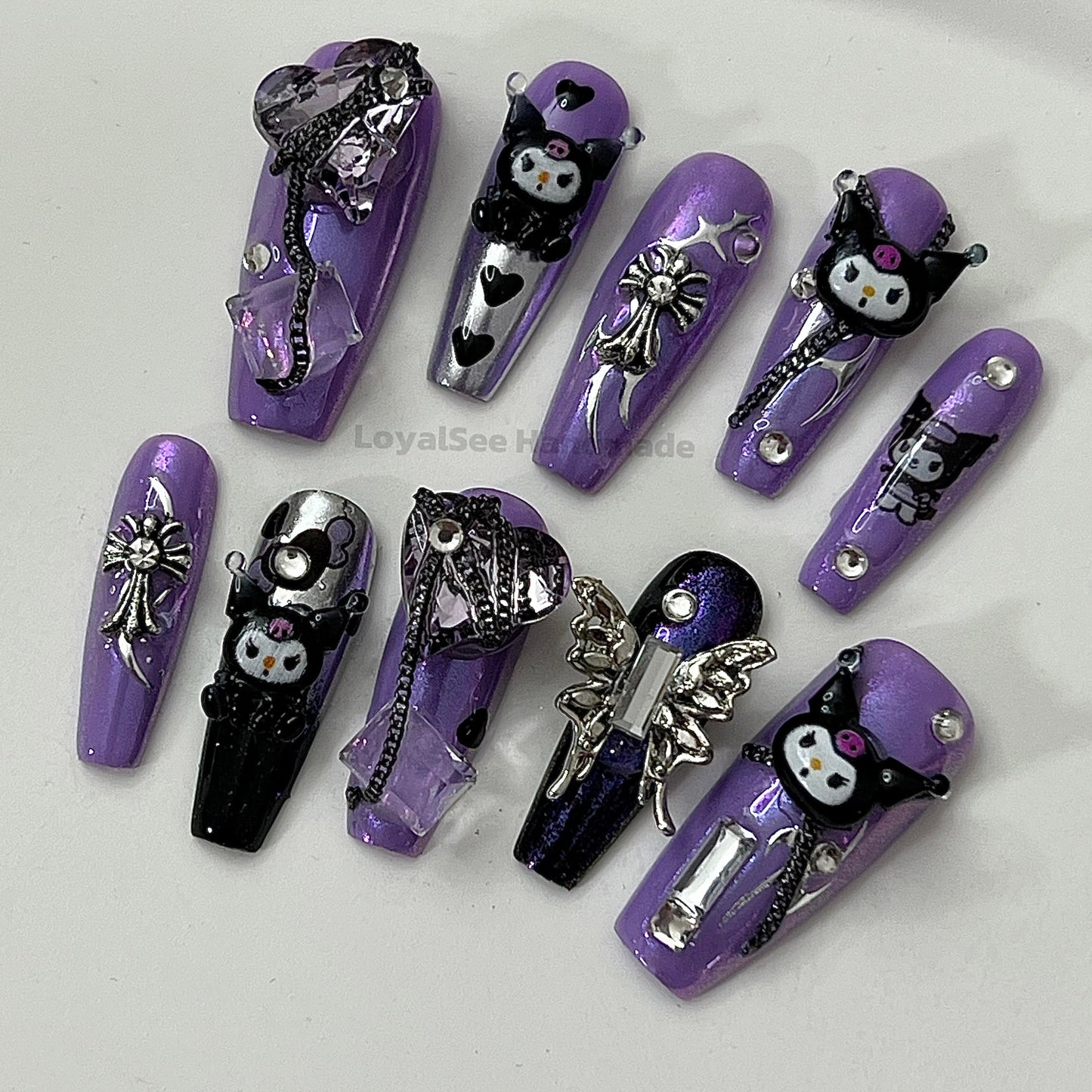 H65 Purple Love Handmade Nail