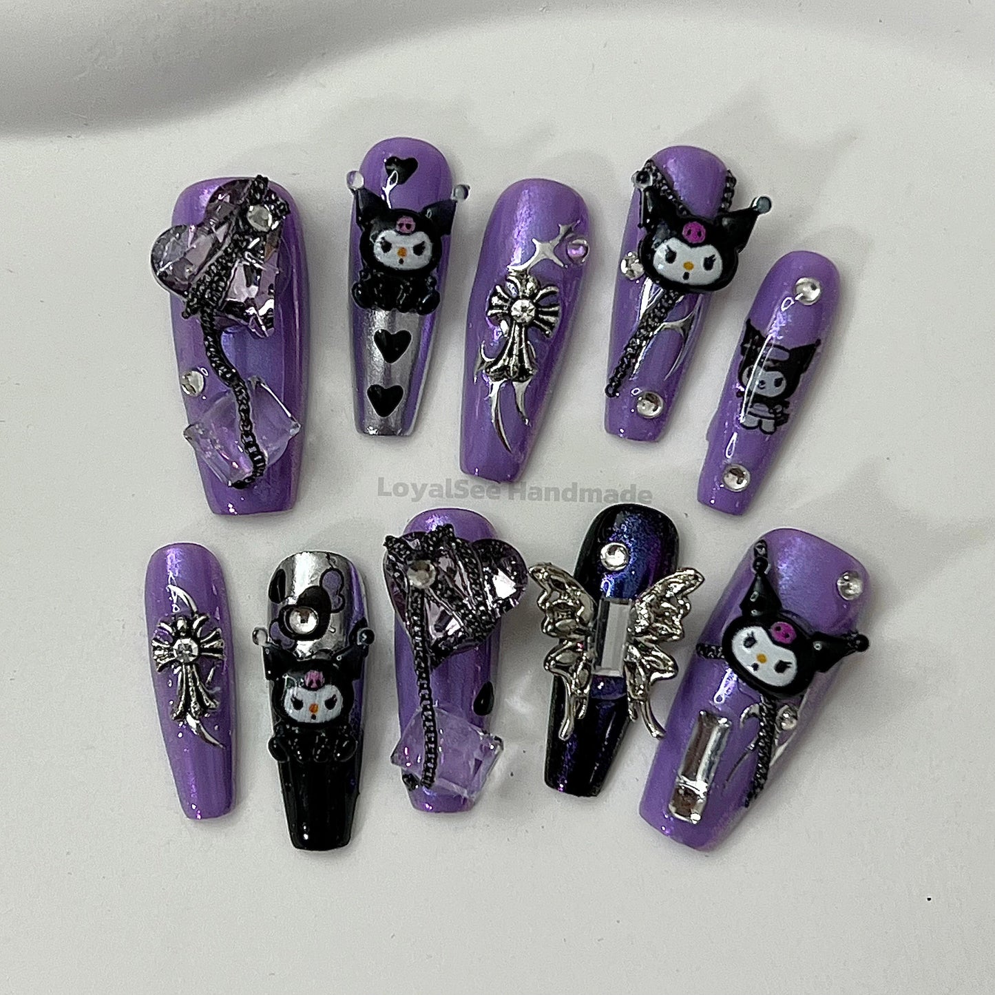 H65 Purple Love Handmade Nail