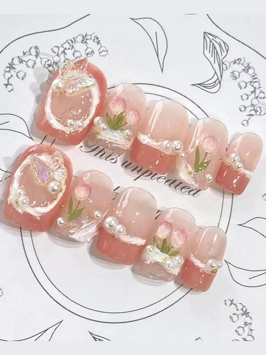 Spring Flowers Handmade Nails LSW1