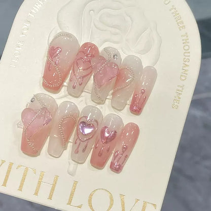 Pinky Heart Handmade Nails LSW6