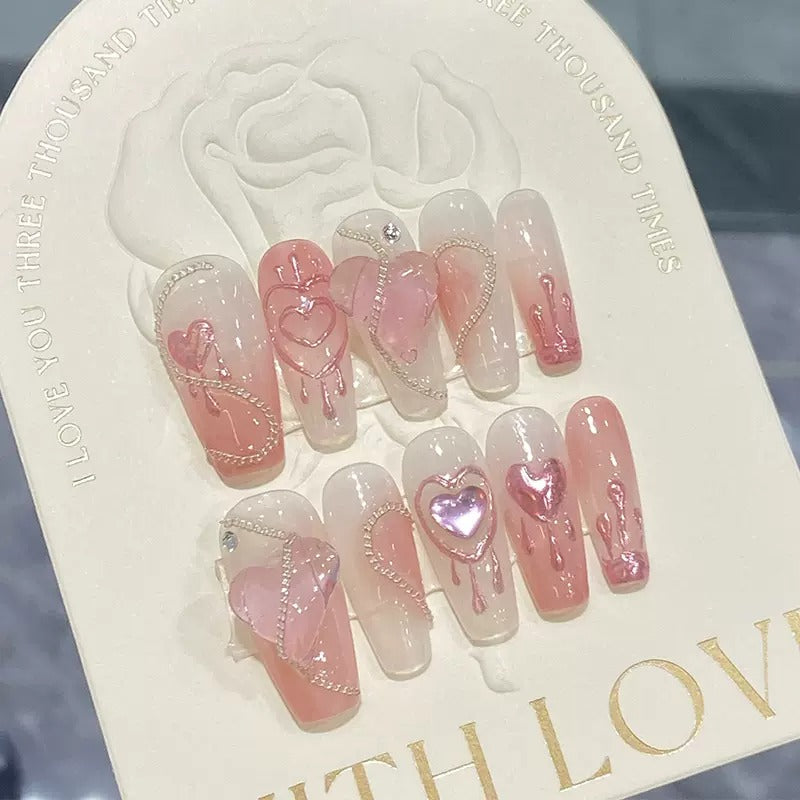 Pinky Heart Handmade Nails LSW6