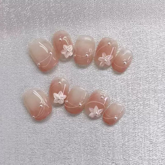 Flowers Sea Handmade Nails LSW45