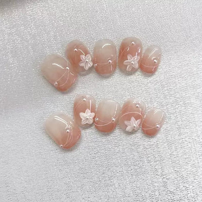 Flowers Sea Handmade Nails LSW45