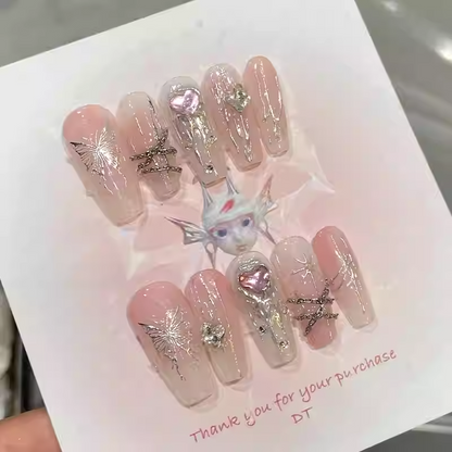 LSO1 Pink ButterflyHandmade Nail