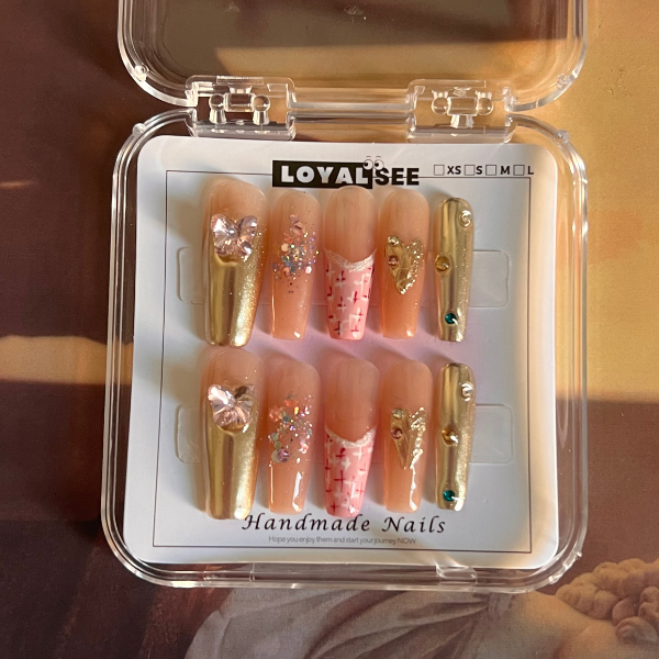 Pink French Gold Chrome Nails