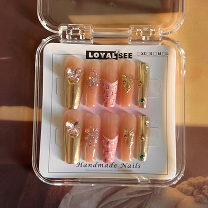 Pink French Gold Chrome Nails